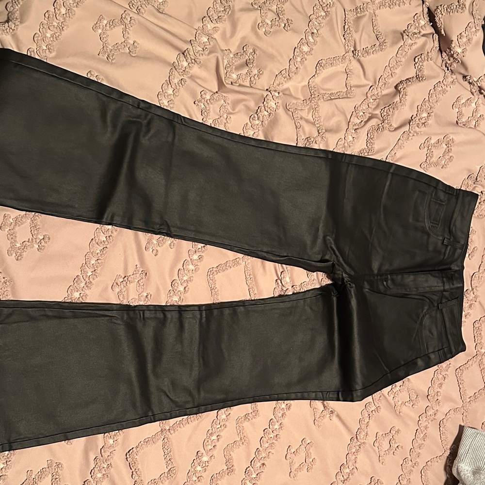 Chic Black Leather-Style Trousers